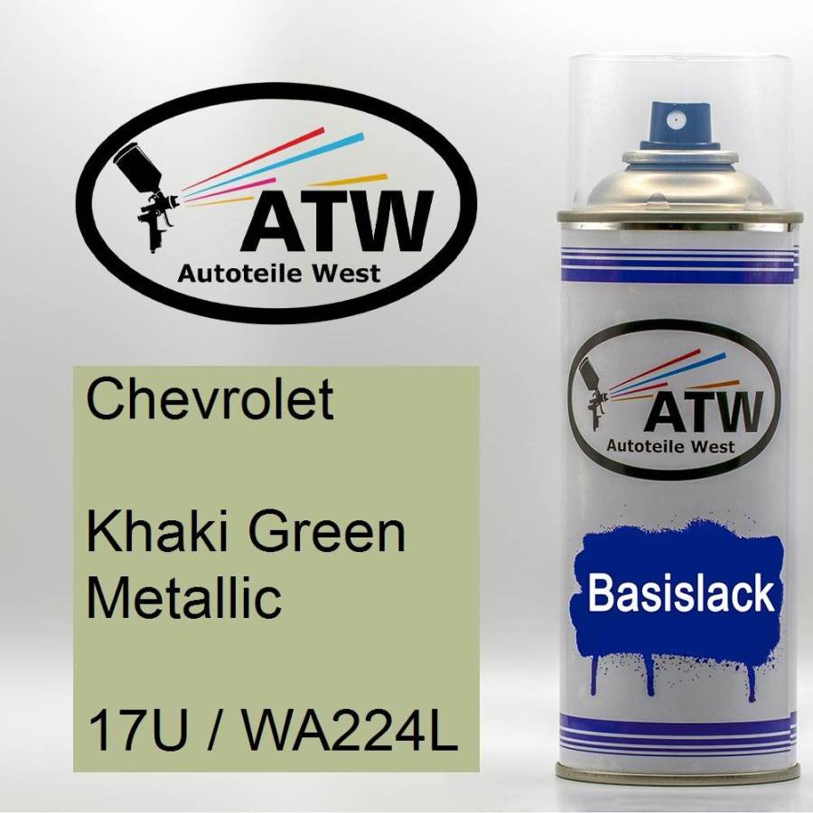 Chevrolet, Khaki Green Metallic, 17U / WA224L: 400ml Sprühdose, von ATW Autoteile West.